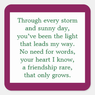 Adesivo Quadrado Poema de Amizade