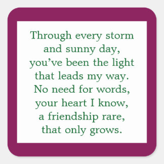 Adesivo Quadrado Poema de Amizade