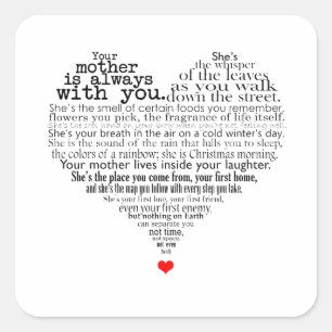 Adesivo Quadrado Poema do dia das mães