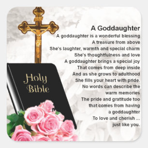 Adesivo Quadrado Poema do Goddaughter - design da bíblia & das