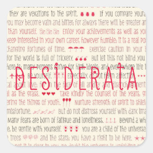 Adesivo Quadrado Poema inspirado dos Desiderata