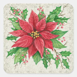 Adesivo Quadrado Poinsettia Sticker - SRF