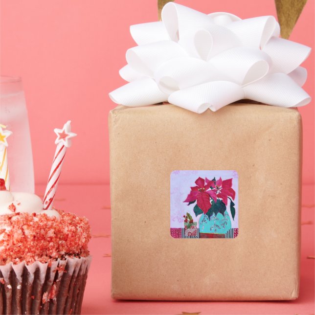 Adesivo Quadrado Poinsettias (Festa)