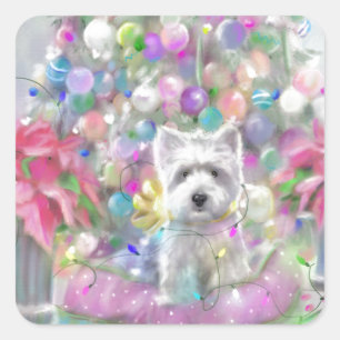 Adesivo Quadrado Poinsettias Rosa