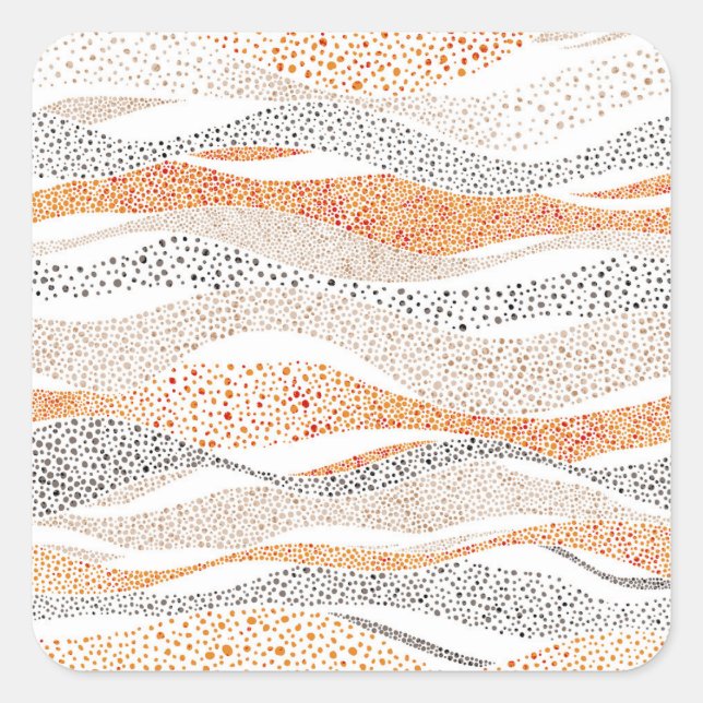 Adesivo Quadrado Pointilismo Wavy Polka: Têxtil de Doodle Cute (Frente)