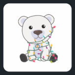 Adesivo Quadrado Polar Bear Christmas Snow Winter Animals Polar<br><div class="desc">The polar bear for Christmas with fairy lights. Funny animals with gifts and snow to the holidays. Also funny for Christmas in July. Polar bears are sweet animals and perfect for Christmas.</div>