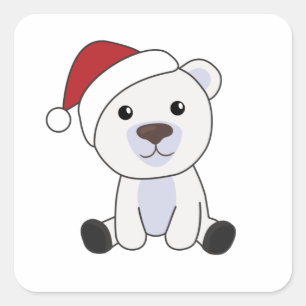 Adesivo Quadrado Polar Bear Natal Neve Inverno Polar