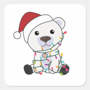 Adesivo Quadrado Polar Bear Natal Neve Inverno Polar