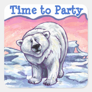 Adesivo Quadrado Polar Bear Party Center