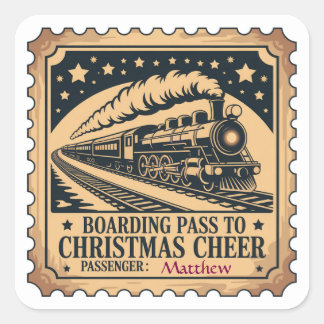 Adesivo Quadrado Polar Express Ticket Stamp Sticker