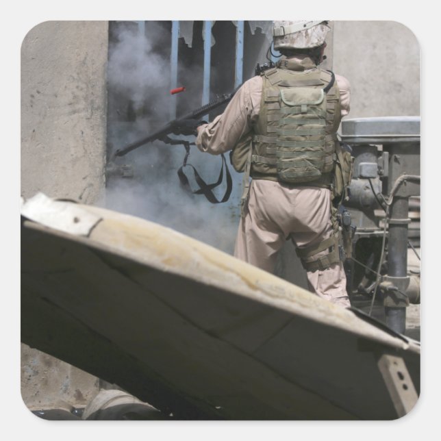 Adesivo Quadrado Polícia militar usa rodada violenta (Frente)