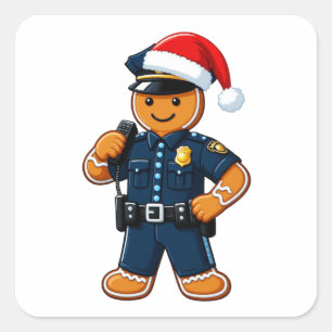 Adesivo Quadrado Policial de Pão de Mel Natal 2026 Feriado