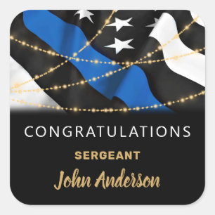 Adesivo Quadrado Policial Parte Parabéns Dourados azuis