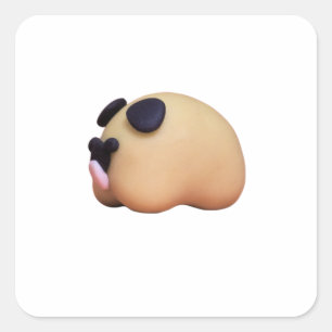 Adesivo Quadrado Polímero Clay Pug para Movimentos de Cães