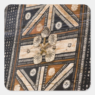 Adesivo Quadrado Polinésia, Reino de Tonga. Detalhe da tapa