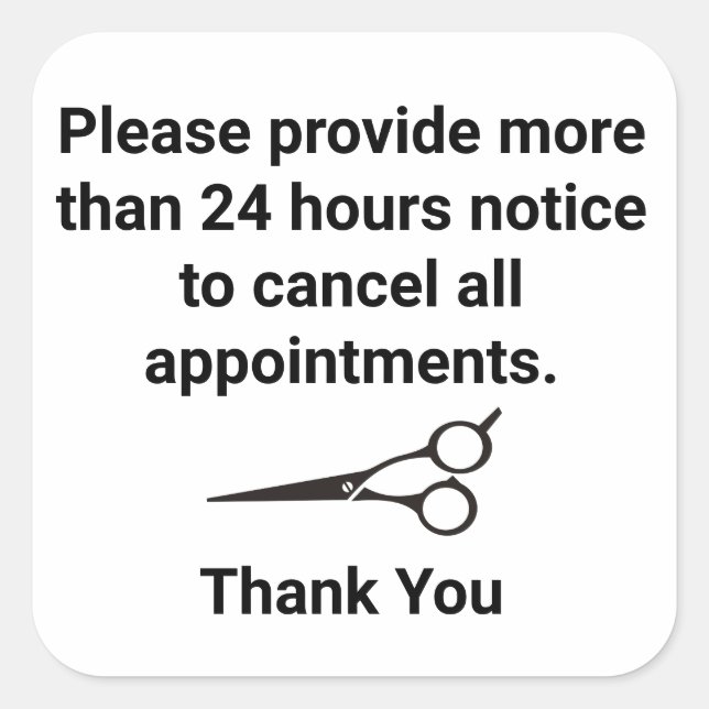 Adesivo Quadrado Política de cancelamento (Frente)