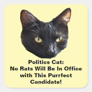 Adesivo Quadrado Políticos Gatos Nenhum Rato Estará No Office Sti