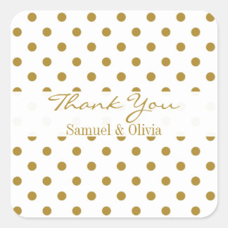 Adesivo Quadrado Polka Dourada personalizada ao quadrado branco - O