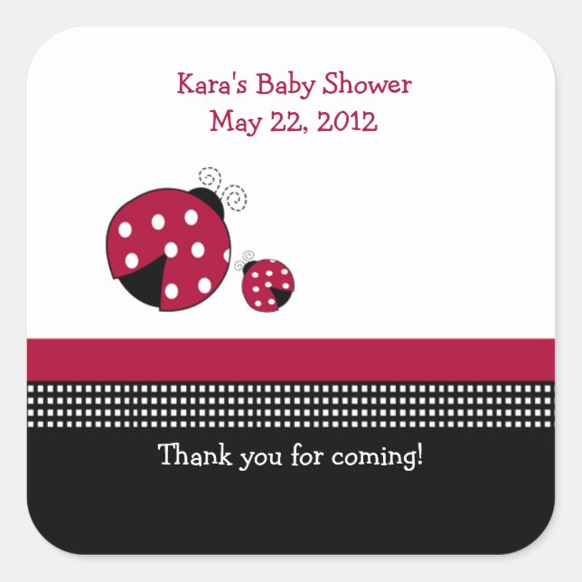 Adesivo Quadrado Polkadot Ladybug SQUARE Favor Sticker (Frente)