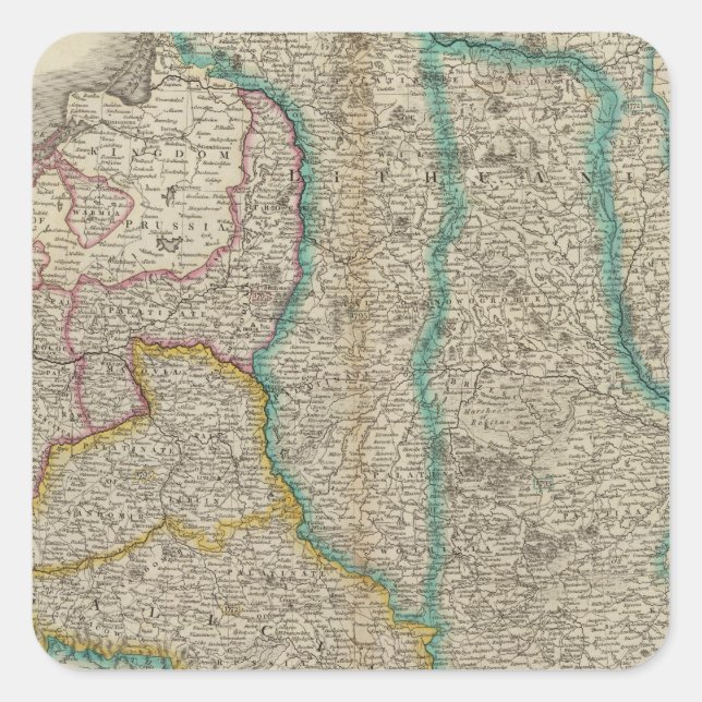 Adesivo Quadrado Polônia, Lituânia (Frente)