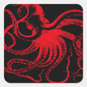 Adesivo Quadrado Polvo Náutico Steampunk Vintage Kraken Monstro