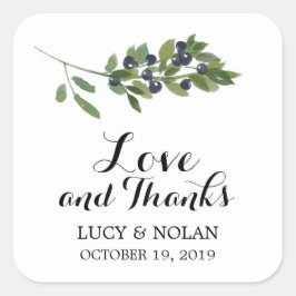 Adesivo Quadrado Pomar de Oliva de Aquarela | Favor, Obrigado