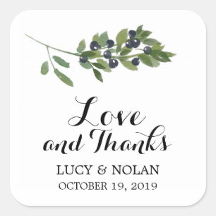 Adesivo Quadrado Pomar de Oliva de Aquarela   Favor, Obrigado