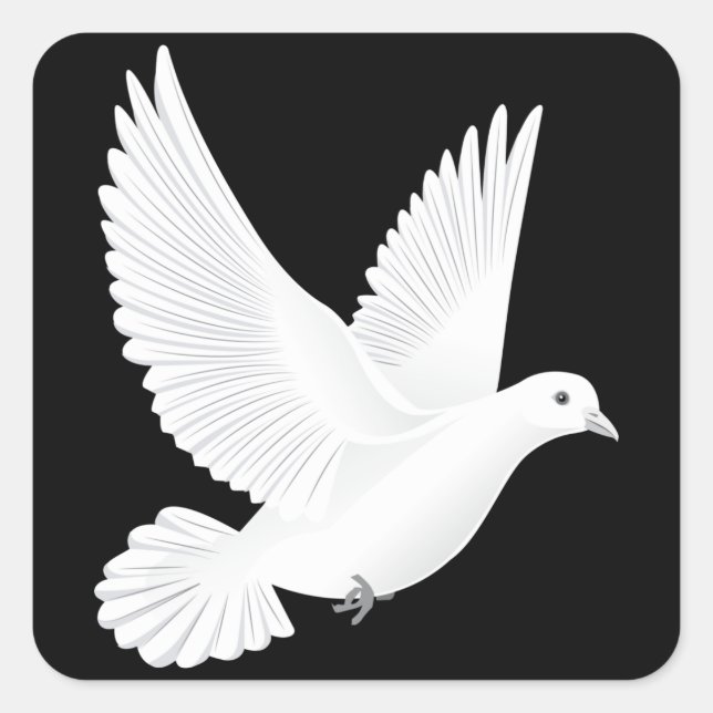Adesivo Quadrado Pomba branca (Frente)