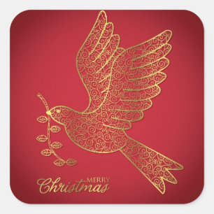 Adesivo Quadrado Pomba de filigre elegante