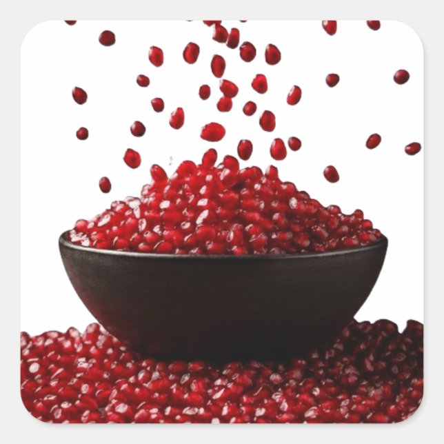 Adesivo Quadrado Pomegranate Illustration – Elegant Fruit Design (Frente)