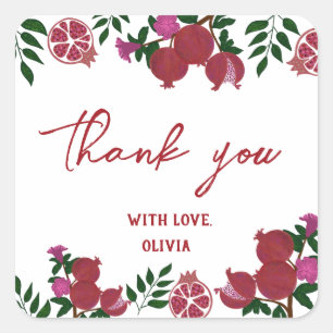 Adesivo Quadrado Pomegranato Fruto Fresco Presente de Aniversário