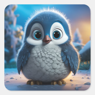 Adesivo Quadrado Poncho - Um pinguim-bebê liso