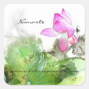 Adesivo Quadrado POND LOTUS l Pintura em Pincel Chinês