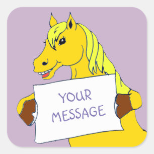 Adesivo Quadrado Pônei dos desenhos animados com mensagem