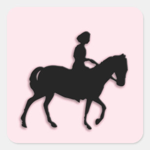 Adesivo Quadrado Pônei rosa com garotinha