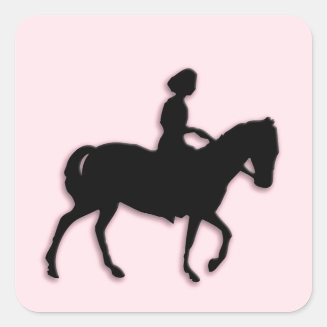 Adesivo Quadrado Pônei Rosa com Menina (Frente)