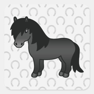 Adesivo Quadrado Pônei Shetland de desenho preto