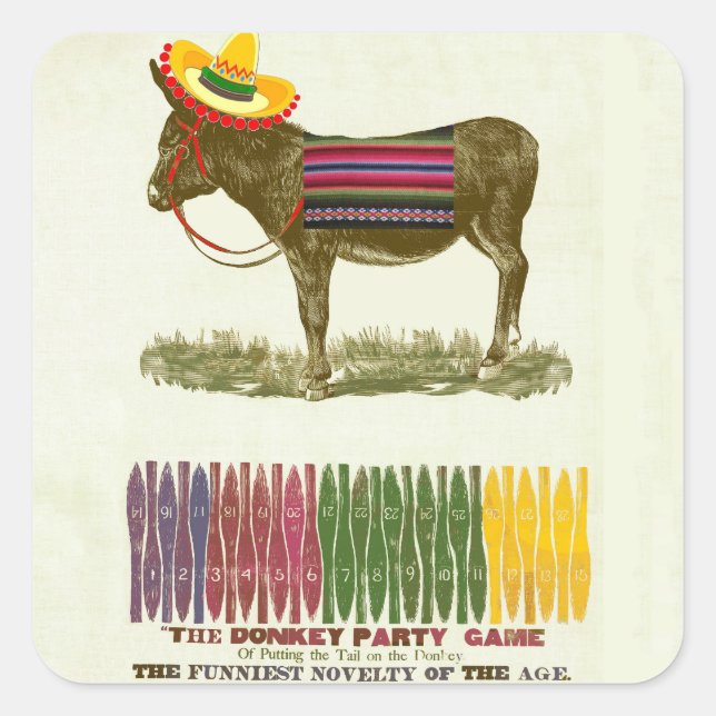 Adesivo Quadrado Ponha a cauda no burro (Frente)