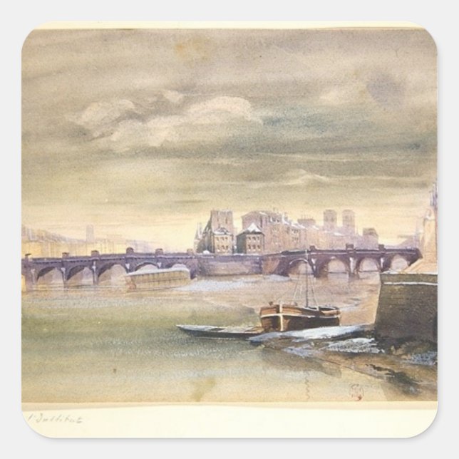 Adesivo Quadrado Pont-Neuf e Ile de la Cite, 1881 (Frente)
