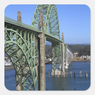 Adesivo Quadrado Ponte da Baía de Yaquina sobre a Baía de Yaquina