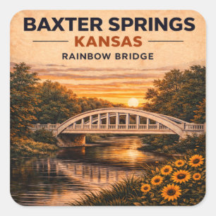 Adesivo Quadrado Ponte da Rota 66 Rainbow Baxter Springs Marco