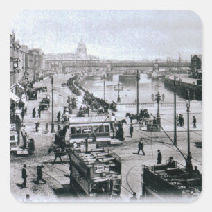 Adesivo Quadrado Ponte de O Connell e o rio Liffey, Dublin