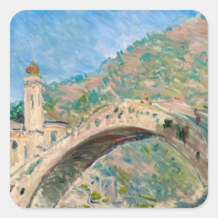 Adesivo Quadrado Ponte em Dolceacqua (1884) Claude Monet belo art