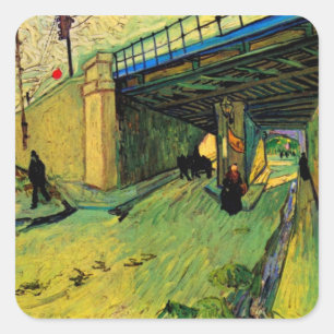 Adesivo Quadrado Ponte Ferroviária sobre Montmajour por Vincent van