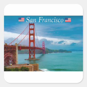 Adesivo Quadrado Ponte ouro Portão San Francisco