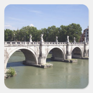 Adesivo Quadrado Ponte sobre o rio Tibre, Roma (Italia). É