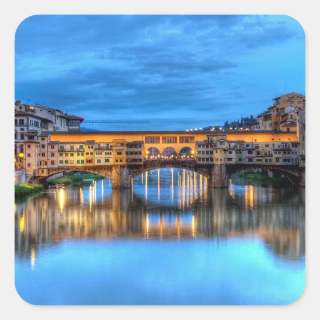 Adesivo Quadrado Ponte vecchio em Florença, Itália (Frente)