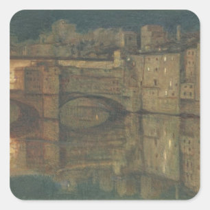 Adesivo Quadrado Ponte Vecchio, Florença (óleo em canvas)