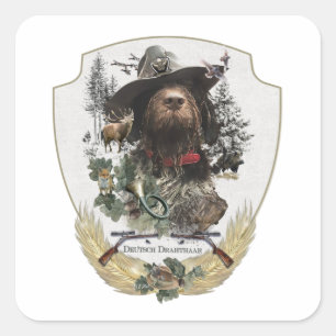 Adesivo Quadrado Ponteiro alemão Wirehaired
