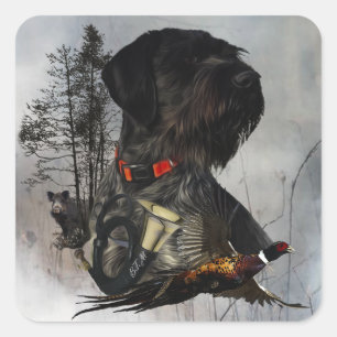 Adesivo Quadrado Ponteiro alemão Wirehaired